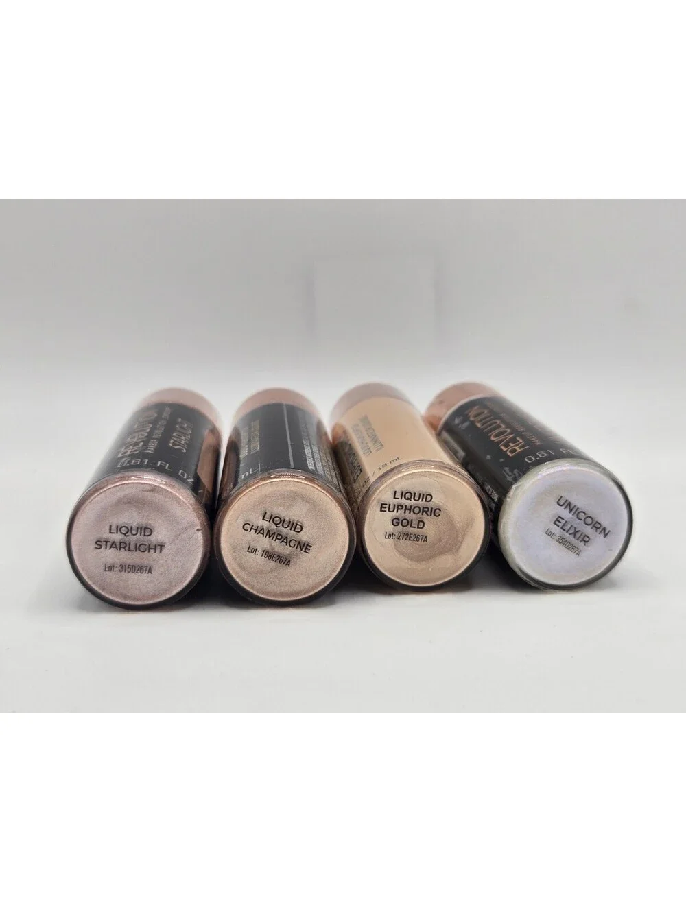 Makeup Revolution Liquid Highlighter Lot of 4 Starlight Champagne Euphoric Gold